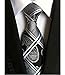 Allbebe Men's Fashion Grey Jacquard Woven Silk Tie Microfiber Formal Necktie (One size, black grey)