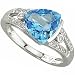14Kt White Gold Trillion Blue Topaz and Diamond Fashion Ring