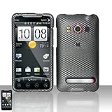 HTC EVO 4G Carbon Fiber Premium Snap-On Phone Protector Cover Case with Scr ....