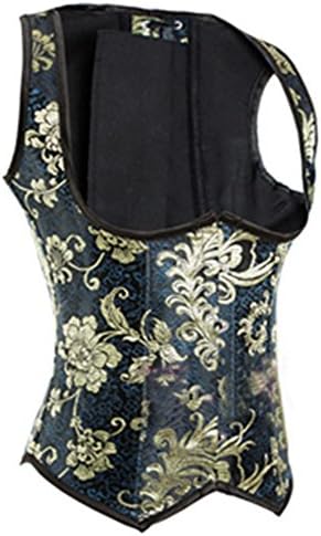 Unicoset Women Retro Goth Steel Boned Brocade Vintage Steampunk Bustier Corset Large Green