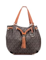 Michael Kors Jet Set Brown Logo PVC Gathered Tote