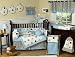 JoJo Designs 9-Piece Baby Crib Bedding Set - Blue and Brown Modern Polka Dots