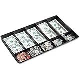 Buddy Products Coin and Bill Tray, 10 Compartments, Plastic, 9.25 x 1.625 x 15.125 Inches, Black (0533-4)