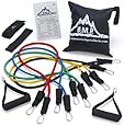 Black Mountain Products Resistance Band Set with Door Anchor, Ankle Strap, Exercise Chart, and Resistance Band Carrying Case