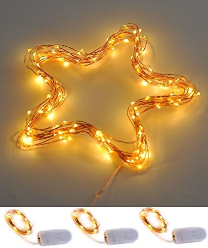 Pack of 3 Sets LED String Lights 20 LEDs Copper Extra Thin Copper Wire, 2 X CR2032 Batteries Included, 6.56 Ft 100% Products Satisfaction Guarantee Decoration Lights for DIY Wedding Centerpiece ...