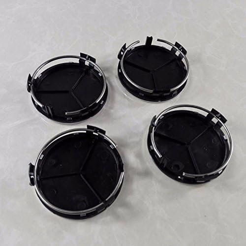 75mm Silver Hub Cap Cover Wheel Center Three-pointed star for Mercedes-Benz (4 pieces black)