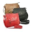 Genuine Pebbled Leather Handbag w/ Flap Pocket in Choice of Colors