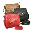 Genuine Pebbled Leather Purse w/ Flap Pocket in Choice of Colors