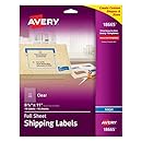 Avery Clear Full-Sheet Labels for Inkjet Printers, 8.5 x 11-Inches, Pack of 10 (18665)
