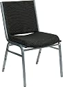 Heavy Duty, 3'' Thickly Padded, Black Patterned Upholstered Stack Chair [XU-60153-BK-GG]