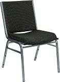 Heavy Duty, 3'' Thickly Padded, Black Patterned Upholstered Stack Chair [XU-60153-BK-GG]