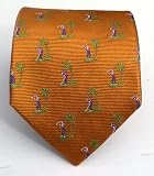 100% Silk Woven Orange Golf Extra Long Tie