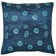 Decorative Handmade Cushion Cover / Pillow Sham With Floral Swirl Designs - Blue
