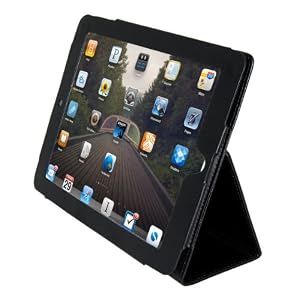 Black Leather Style Case + Screen Protector for iPad
