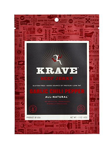 Krave Beef Jerky, Garlic Chili Pepper, 1.5 Ounce (Pack of 18)