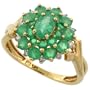 14k Gold Cluster Ring, w/ 2.00 Total Carats Brilliant & Oval Cut Emerald Stones, & Brilliant Cut Diamonds, 9/16 in. (15mm) wide, size 8