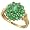 14k Gold Cluster Ring, w/ 2.00 Total Carats Brilliant & Oval Cut Emerald Stones, & Brilliant Cut Diamonds, 9/16 in. (15mm) wide, size 4