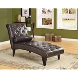Dark Brown Leather-Look Chaise lounge