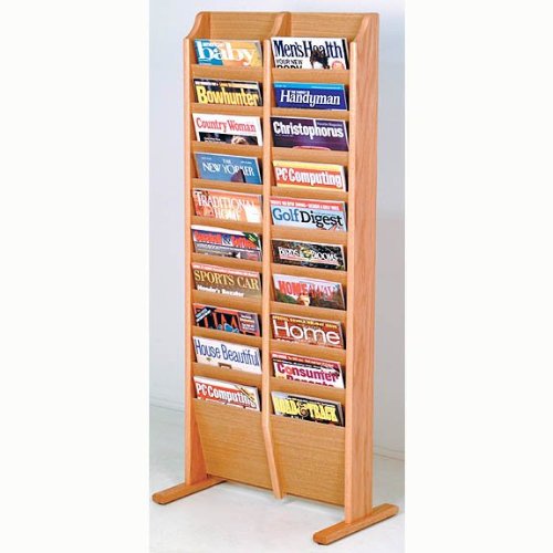 Free Standing Twenty Pocket Magazine Rack Wood Finish: Light Oak