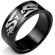 Men's Black Stainless Steel Dragon 8mm Band Ring Men's Black Stainless Steel Dragon 8mm Band Ring