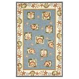 Accents Blue Seashells Hooked Area Rug Size: Round: 6