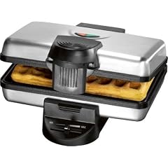 Waffeleisen mit 2 grossen Backplatten und starken 1000 Watt f�r Belgische Waffeln Bruesseler Art Edelstahl inkl. Backampel, NEU + OVP