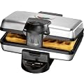 Waffeleisen mit 2 grossen Backplatten und starken 1000 Watt f�r Belgische Waffeln Bruesseler Art Edelstahl inkl. Backampel, NEU + OVP