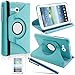 LK Luxury 360 Rotating PU Leather Case Cover For Samsung Galaxy Tab 3 Lite 7.0 T110 / T111 & Free Screen Protector + Stylus Pen (Sky Blue)