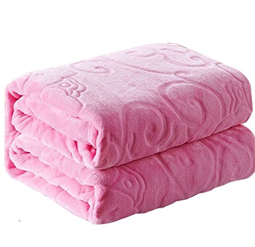 Aifaner Thick Warm Embossed Fleece Blanket Pink, 80''x90'', Fit for Bed Twin/queen/full