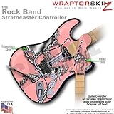 Chrome Skulls on Pink WraptorSkinz Skin fits Rock Band Stratocaster Guitar for Nintendo Wii, XBOX 36