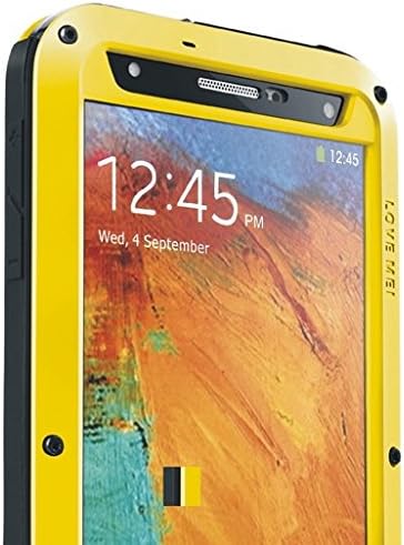 Chibbo Aluminum Metal Gorilla Glass Shockproof Waterproof Dust/Dirt/Snow Proof Heavy Duty Protection Case Cover for Samsung Galaxy Note 3 III N9000 Yellow