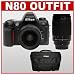 Nikon N80 35mm SLR Camera + Nikon AF 28-80mm f/3.3-5.6 G Lens + Nikon AF 70-300mm f/4-5.6 G Lens + Nikon SLR System Case - Gadget Bag (Camera & Lenses Refurbished by Nikon U.S.A.)