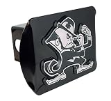 Notre Dame Fighting Irish Black Metal Trailer Hitch Cover with Chrome Metal Leprechaun Logo