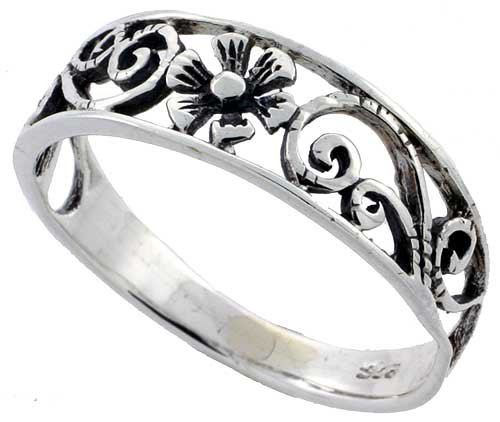 Sterling Silver Floral Vine Ring (Available in Sizes 6 to 10)