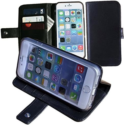 iPhone 6, 6s Wallet with Kickstand and Snap Closure (Black). The Best Full Grain Vegetable Tanned English Bridle Leather From Italy