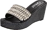 Grazie Women's Bracelet Wedge Sandal,Black,6.5 B US