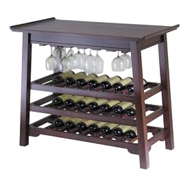 Asian Inspired Wine Rack Sideboard - Antique Walnut by HFD