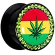 9/16" Rasta Pot Leaf Acrylic Stash Plug