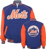 New York Mets Current & Classic Logos Reversible Canvas/Satin Team Varsity Jacket