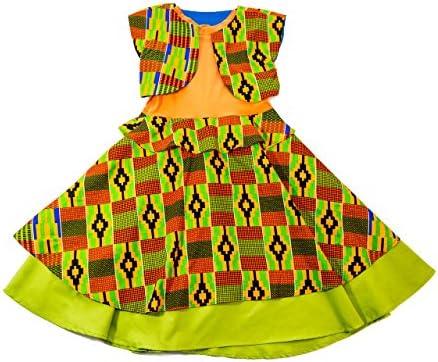 Z By Ozi Girl's Kente Print Tank Dress Small Orange