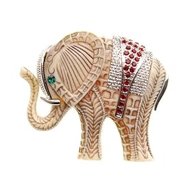 New Vintage Inspired Reproduction Carved Elephant Ivory Tusk Animal Pin Brooch: Jewelry