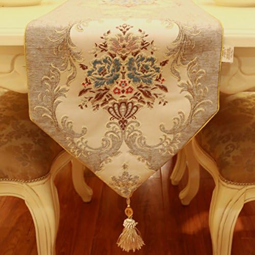 European vintage embossed table runner/Water and oil proof thickened coffee table flag/ heat-resistant tablecloth/Coffee table table flag-C 33x240cm(13x94inch)