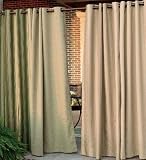 106"L Olefin Outdoor Grommet-Top Curtain Panel, in Camel Stripe