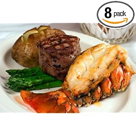 Classic Surf and Turf - Four USDA Prime 6 oz Filets plus Four 4-5 oz Maine Lobster Tails by USDA Prime filets & Maine Lobsters