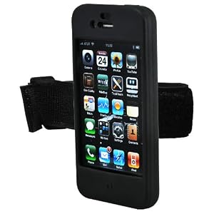 CrazyOnDigital Accessories Silicon Skin Case Protector with Armband for New Apple iPhone 4 4G HD 16GB 32GB Wireless Cell Phone
