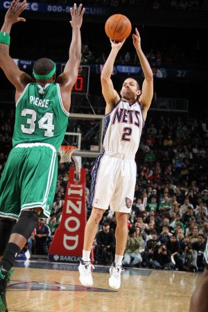 Boston Celtics v New Jersey Nets: Paul Pierce and Jordan Farmar Photographic Poster Print by Nathaniel S. Butler, 12x18
