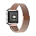 Fitbit Blaze Accessory Band Large (6.3-9.1 in),Oitom Milanese loop stailess steel Bracelet Strap for Fitbit Blaze Smart Fitness Watch, Black, Silver, Large with unique Magnet lock (Rose Gold)