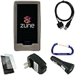 Accessories Combo for the Microsoft Zune HD MP3 Player: Smoke Rubberized Silicone Skin Case, USB Data Sync Charging Cable, USB Car Charger, USB Wall Travel/Home Charger, Screen Protector, and Free Carabiner Key Chain