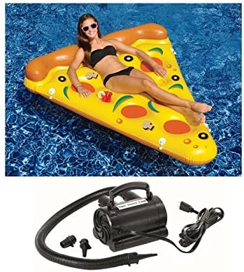 Swimline 90645 Pool Inflatable Pizza Slice Float Raft w Swimline 110V Air Pump