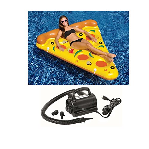 Swimline 90645 Pool Inflatable Pizza Slice Float Raft w Swimline 110V Air Pump